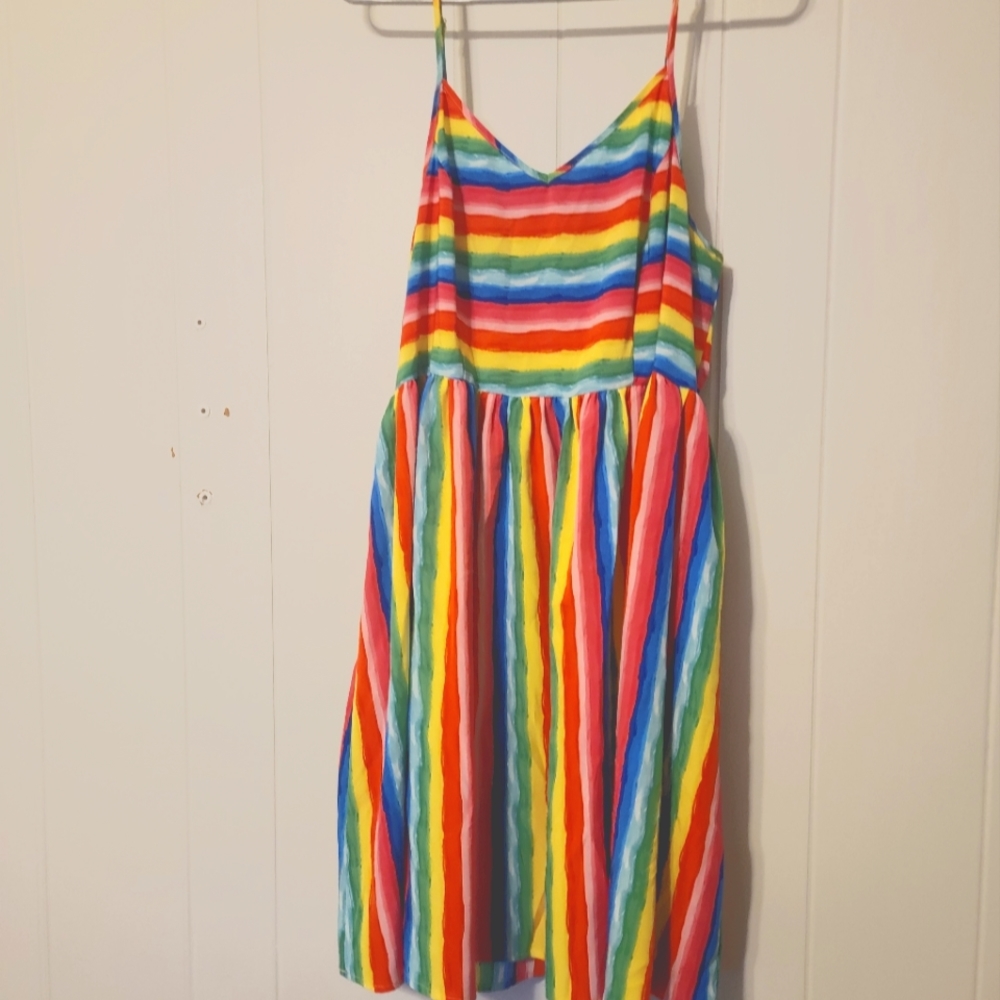 Rainbow Striped Shift Dress - 1xl